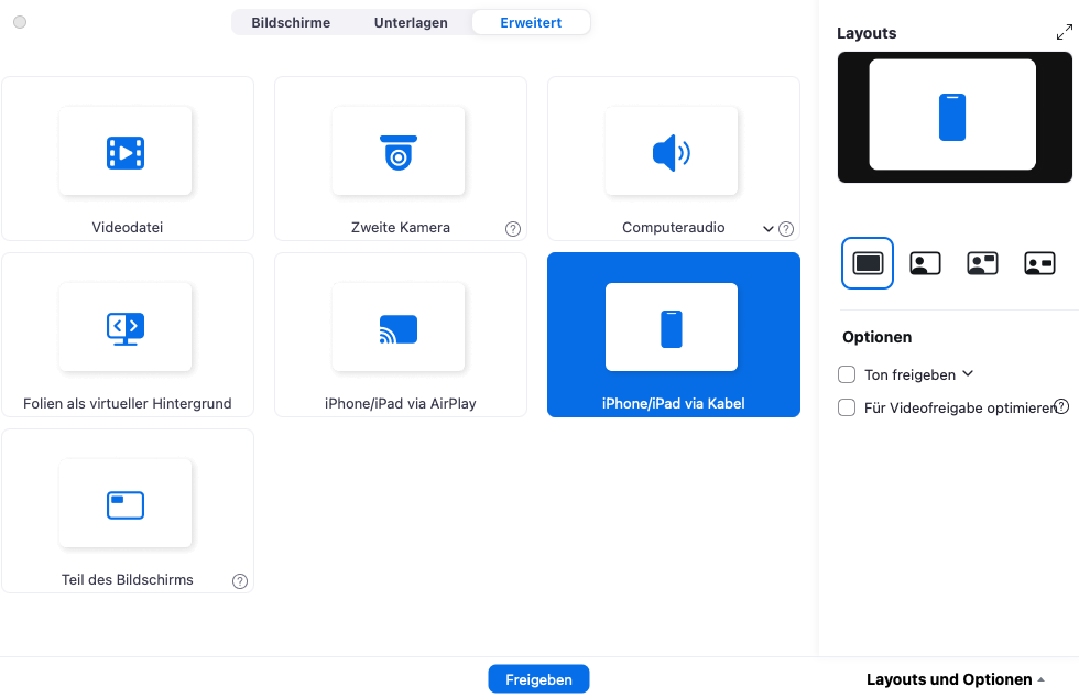 Fernunterricht über Zoom und Tablet