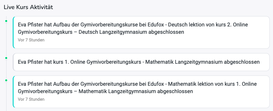 Live Aktivität im Dashboard